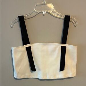 LATTELIER Crop Top White Black Y2K SZ L